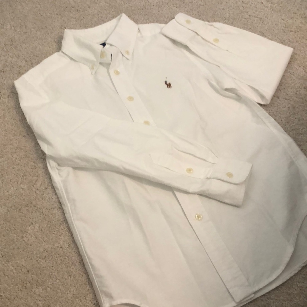 Ralph Lauren boys 8 (S/P) white button down dress shirt